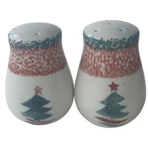 Gibson Housewares Christmas Tree Salt & Pepper Shakers Ceramic 3.5" Tall